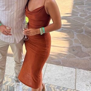 Copper tone midi dress